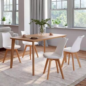 IDMarket Lot de 4 chaises scandinaves blanches