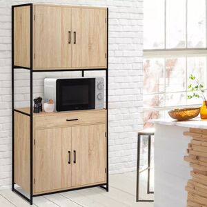 IDMarket Buffet vaisselier industriel 80 cm 4 portes 1 tiroir