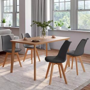 IDMarket Lot de 4 chaises scandinaves grises