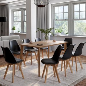 IDMarket Lot de 8 chaises scandinaves SARA noires pour salle à manger