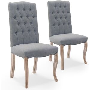 Lot de 2 chaises capitonnées Jade tissu gris