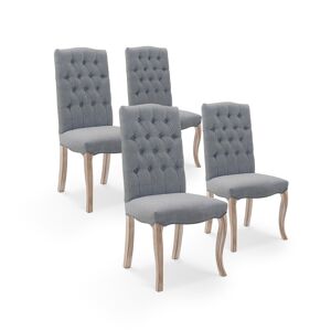 IntenseDeco Lot de 4 chaises capitonnées Jade tissu gris