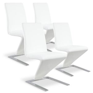 IntenseDeco Lot de 4 chaises design Delano Blanc