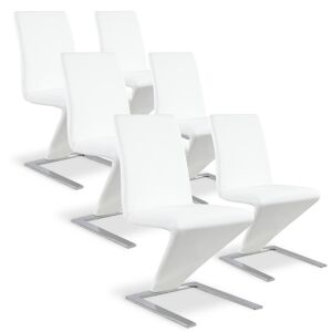 IntenseDeco Lot de 6 chaises design Delano Blanc