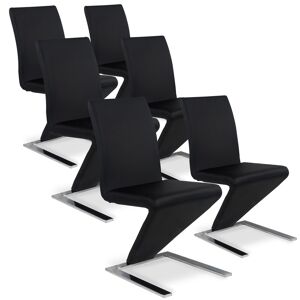 IntenseDeco Lot de 6 chaises design Delano Noir