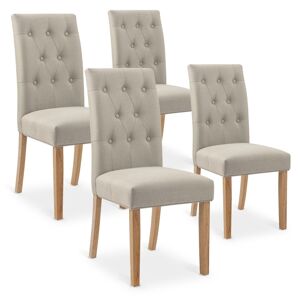 Lot de 4 chaises capitonnées Gaya tissu beige