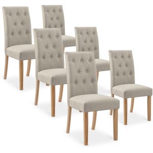 IntenseDeco Lot de 6 chaises capitonnées Gaya tissu beige - Publicité