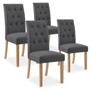 IntenseDeco Lot de 4 chaises capitonnées Gaya tissu gris