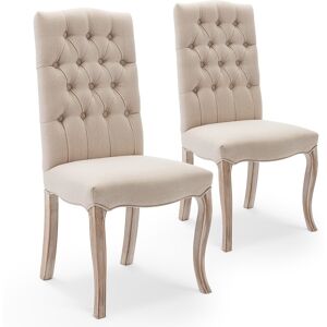 Lot de 2 chaises capitonnees Jade tissu beige