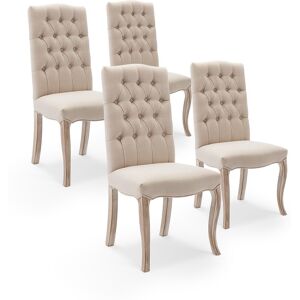 Lot de 4 chaises capitonnées Jade tissu beige