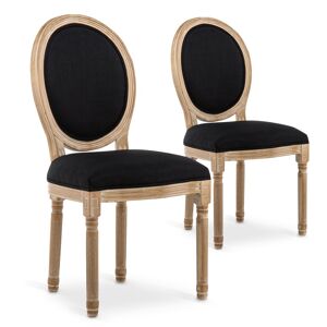 IntenseDeco Lot de 2 chaises médaillon Louis XVI tissu Noir