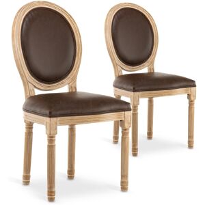 IntenseDeco Lot de 2 chaises médaillon Louis XVI Vintage Marron