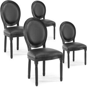 Lot de 4 chaises médaillon Louis XVI synthétique Noir