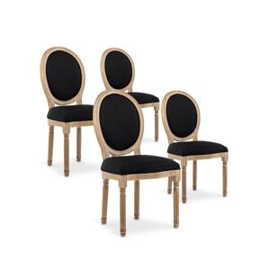 IntenseDeco Lot de 4 chaises médaillon Louis XVI tissu Noir - Publicité