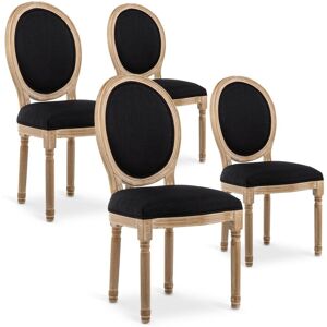 Lot de 4 chaises médaillon Louis XVI tissu Noir