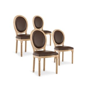 IntenseDeco Lot de 4 chaises médaillon Louis XVI Vintage Marron