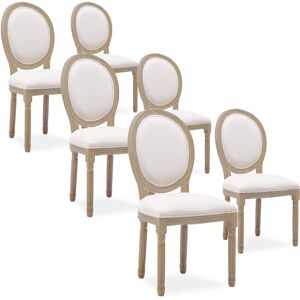 Lot de 6 chaises médaillon Louis XVI tissu Beige