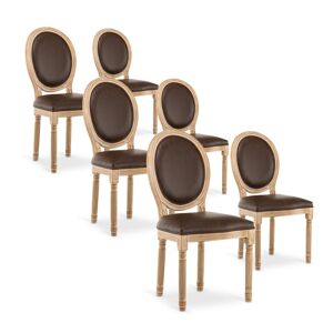 IntenseDeco Lot de 6 chaises médaillon Louis XVI Vintage Marron