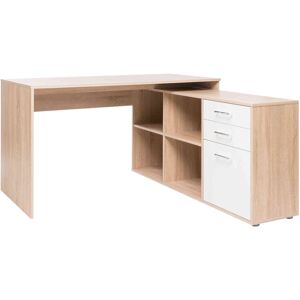 Terre de Nuit Bureau d'angle en bois imitation chêne sonoma avec niches de rangement - BU7107