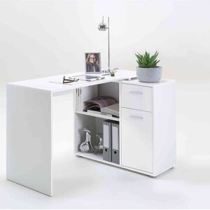 Terre de Nuit Bureau 1 tiroir 1 porte + 2 niches en bois blanc - BU13005