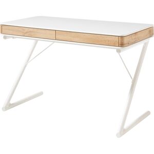 Terre de Nuit Bureau 2 tiroirs en bois blanc laqué et chêne clair - BU16009