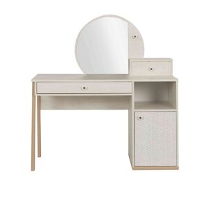 Terre de Nuit Bureau enfant 1 porte 1 tiroir avec miroir en bois imitation chêne blanchi - BU5058-1