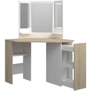 Terre de Nuit Coiffeuse enfant avec miroirs en bois imitation chêne et blanc - CF9023