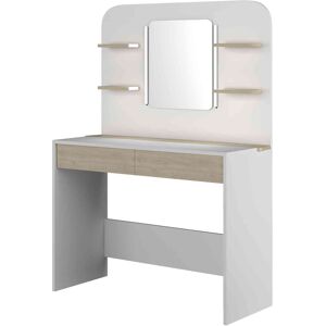 Terre de Nuit Coiffeuse enfant avec miroir en bois blanc et imitation chêne - CF9011