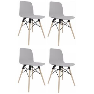 Leaderburo Lot de 4 chaises monocoques pieds bois Cador Blanc, noir, gris ou bleu marine - Publicité
