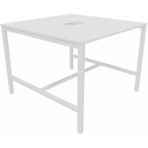 Matelpro Table haute de réunion carrée Skyline Blanc, gris, argile, hêtre, nebraska, chêne fil, timber ou cèdre  140x105x143 cm - Publicité