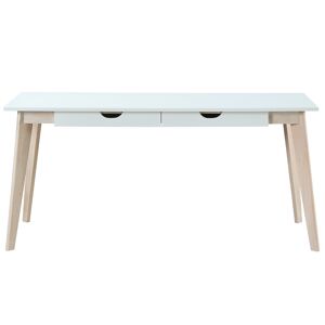 Miliboo Bureau avec rangements 2 tiroirs scandinave blanc et bois clair L160 LEENA