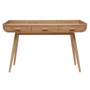 Miliboo Bureau avec rangements 3 tiroirs scandinave bois clair L132 cm HALLEN - Publicité