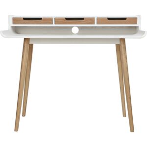 Miliboo Bureau avec rangements scandinave bois clair et blanc L110 cm OPUS - Publicité