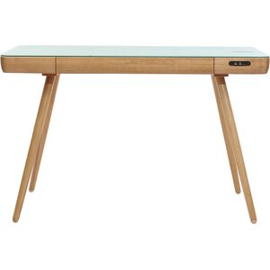 Miliboo Bureau connecté multimédia avec tiroir en verre et bois clair L120 cm CLEVER - Publicité