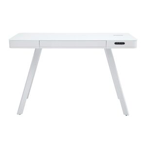 Miliboo Bureau connecté multimédia avec tiroir en verre et métal blanc L120 cm CLEVER - Publicité