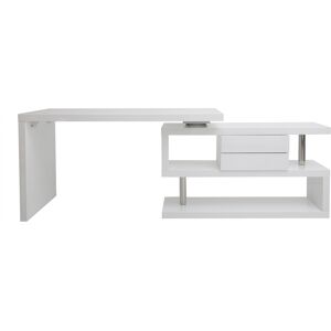 Miliboo Bureau modulable design avec rangements blanc laqué L140-218 cm MAX - Publicité