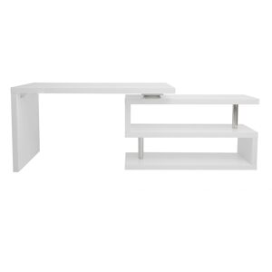 Miliboo Bureau modulable design blanc laqué L140-218 cm MAX - Publicité