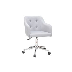 Miliboo Chaise de bureau à roulettes capitonnée en tissu gris clair et acier chromé BALTIK - Publicité
