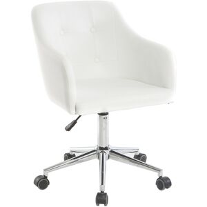 Miliboo Chaise de bureau a roulettes design blanc et acier chrome BALTIK