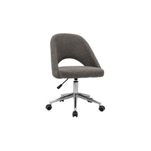 Miliboo Chaise de bureau a roulettes en tissu effet velours texture gris et acier chrome COSETTE