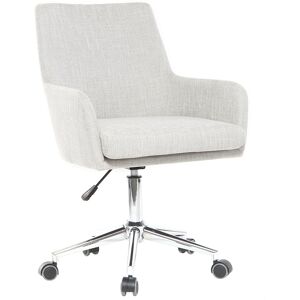 Miliboo Chaise de bureau a roulettes en tissu gris clair et acier chrome SHANA