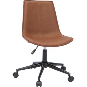 Miliboo Chaise de bureau à roulettes marron et métal noir LISON - Publicité