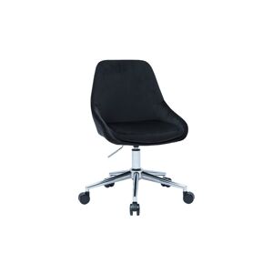 Miliboo Chaise de bureau design reglable en tissu velours noir et acier chrome 360° HOLO