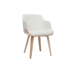 Miliboo Chaise design blanc et bois clair LUCIEN