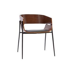 Miliboo Chaise design bois fonce et metal noir WESS