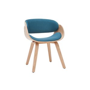 Miliboo Chaise design en tissu bleu canard et bois clair BENT