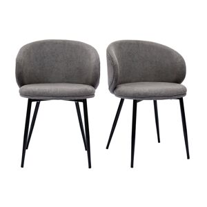 Miliboo Chaises design en tissu effet velours gris et métal noir (lot de 2) ROSALIE - Publicité