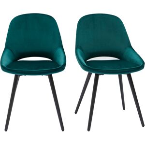 Miliboo Chaises design en tissu velours bleu pétrole et métal noir (lot de 2) BODEGA - Publicité