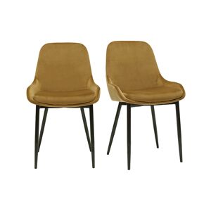 Miliboo Chaises design en tissu velours bronze et metal noir (lot de 2) HOLO