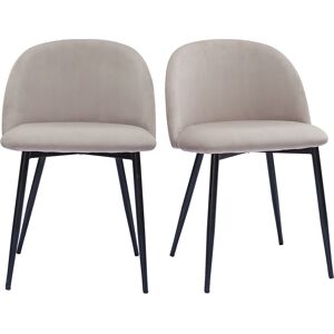 Miliboo Chaises design en tissu velours taupe et metal noir (lot de 2) CELESTE